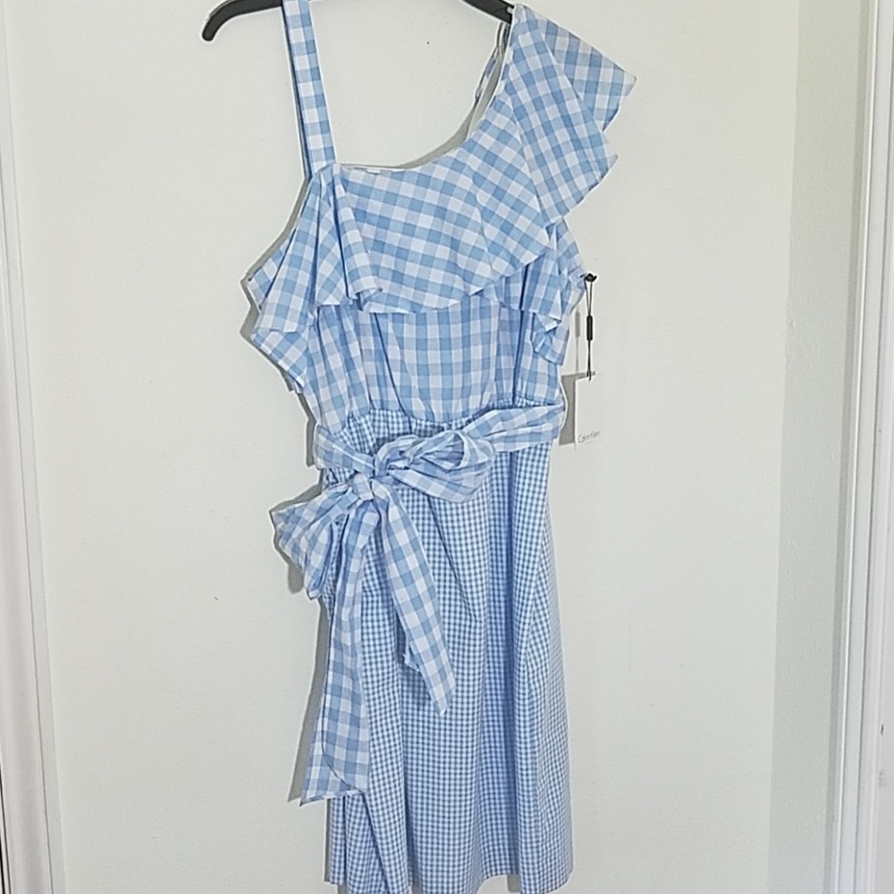 🆕️ calvin klein gingham one shoulder sheath dress - Picture 5 of 7